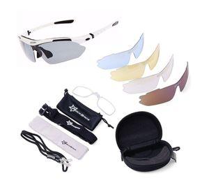 Lentes Rockbros Polarizado Ciclismo 5 Micas 12 Piezas Uv400 - Blanco