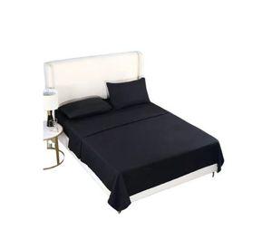 Juego de Sábanas 1.5 Plazas Unicolor 144 Hilos -- Negro