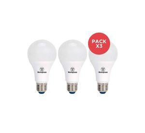 Pack X3 Ampolletas LED Bola A55 5W Luz Blanco Frío E27