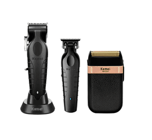 Combo Kemei Clipper 2296 + Trimmer 2299 + Shaver 2024 Negro