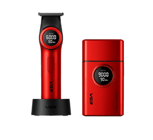 Combo VGR Profesional de Barbería Trimmer V-977 + Afeitadora Eléctrica V-377