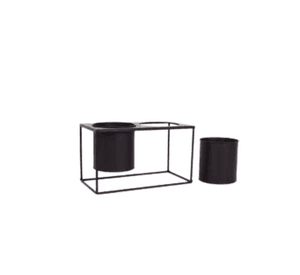 Porta macetero doble rectangular negro