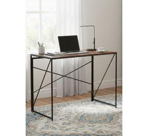 Mesa Escritorio Plegable de Metal y Madera Nogal 100x50x75 cm