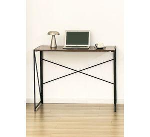 Mesa Escritorio Plegable de Metal y Madera Nogal 100x50x75 cm