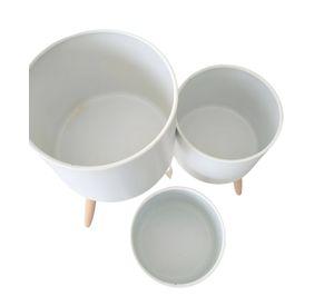 Set Macetas Planta Patas Interior Exterior Flores Blanca Jhn