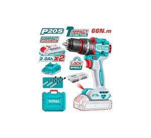 TALADRO PERCUTOR TOTAL 13MM 20V+2B 2A+C+MAL TIDLI20668-7