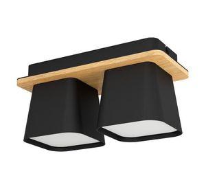 APLIQUE TECHO RUSCIO ACERO NEGRO MADERA E27 2X40W COD.390007