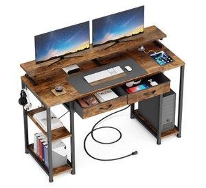 Escritorio 120x50x86cm Con Repisa Ganchos Laterales Puerto USB