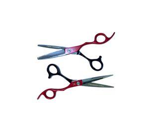 Set de Tijeras Para el Cabello NG-PS006 Wmark Rojo Con Negro