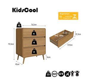 Cómoda Infantil Retro Con 3 Cajones Roble
