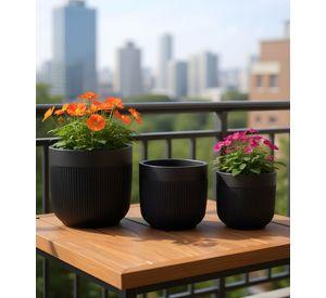 Set 3 Macetero Decorativo Acanalado Estilo Minimalista Jhn