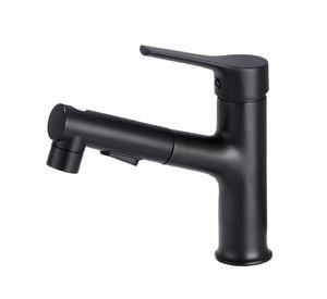 Llave Grifería Lavamanos Y Lavaplatos Extensible Negro Mate