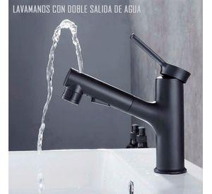 Llave Grifería Lavamanos Y Lavaplatos Extensible Negro Mate