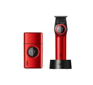 Barber Combo VGR Pro Patilera V-977 + Afeitadora V-377 Rojo