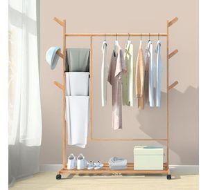 Perchero 100 Cm De Bamboo Con Ruedas Organizador