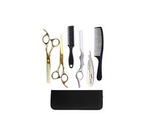 Kit de Tijera Professional Barberia 7 pcs 6 Pulgadas Dorado