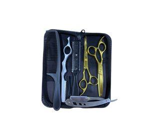 Kit de Tijera Professional Barberia 7 pcs 6 Pulgadas Dorado