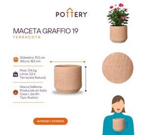 Maceta Graffio 19cm Texturizada, terracota