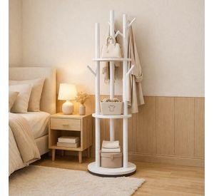 Perchero Giratorio Árbol Con Repisa Dormitorio Entrada 164cm Blanco