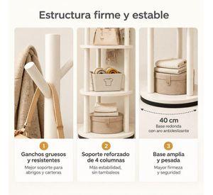 Perchero Giratorio Árbol Con Repisa Dormitorio Entrada 164cm Blanco