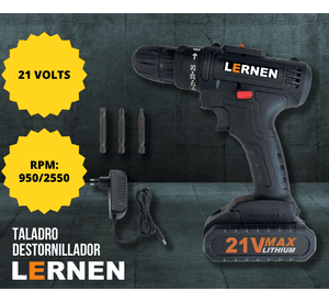 Taladro Destornillador Inalámbrico 21v Con Brocas