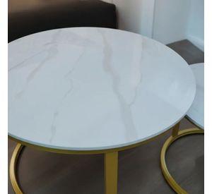 Set Mesas Tipo Nido, Metal, Cubierta Símil Mármol 70 Y 50cm