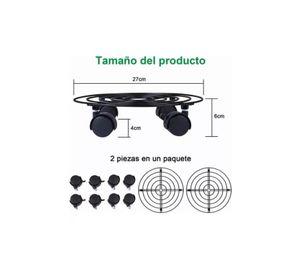 2 Soportes Base para Maceta de Metal con Ruedas