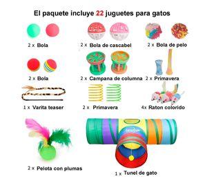 Túnel Plegable Gato 3 Vías 20 Pzs Juguetes Mascota