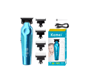 Combo Patillera Trimmer Kemei 264 AZUL Shever Kemei 1102 Color Negro