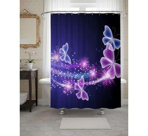 Juego de Cortina de Baño Tela Género + Forro Impermeable T7