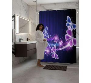Juego de Cortina de Baño Tela Género + Forro Impermeable T7