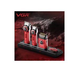 Barber Combo VGR Cortapelo, Patillera Y Afeitadora Rojo Stepless 3