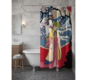 Cortina de Baño Tela Género + Forro Impermeable c24