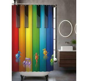 Cortina de Baño Tela Género + Forro Impermeable c17
