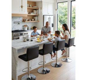Set 2 Sillas de Bar Premium con Respaldo Acolchado y Base Cromada