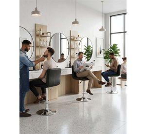 Set 2 Sillas de Bar Premium con Respaldo Acolchado y Base Cromada