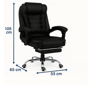 Silla Escritorio De Cuero Egonomica Reclinable Con Apoya Pie Negro Marron