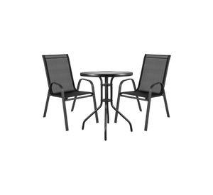 Juego de Terraza Jardín Mesa Vidrio 2 Sillas Impermeable