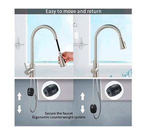 Llave Grifo Monomando Lavaplatos Extensible Niquel