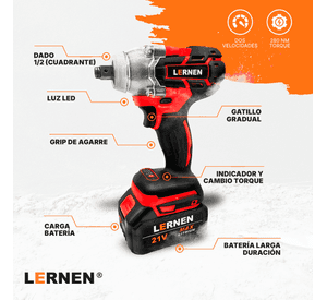 Llave de Impacto 1/2 Con 2 Baterías Y Accesorios