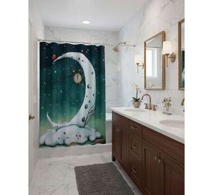 Cortina de Baño Tela Género + Forro Impermeable c06