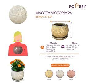 Maceta Victoria 26 Alba con plato