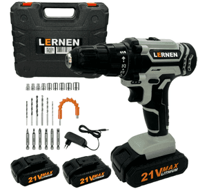 Pack Taladro Inalámbrico LERNEN + Motosierra Podadora LERNEN + 4 Baterías