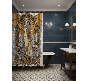 Cortina de Baño Tela Género + Forro Impermeable c34