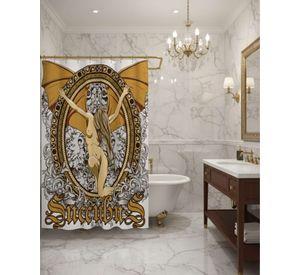 Juego de Cortina de Baño Tela Género + Forro Impermeable T34