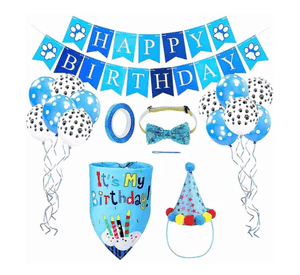 Kit Decoracion Cumpleanos Para Perro Bandana Gorro Globos