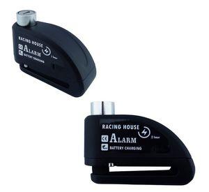 CANDADO PARA FRENO DISCO CON ALARMA NEGRO CON 2 LLAVES RECARGABLE