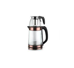 Hervidor de agua eléctrico de vidrio doble con filtro de té