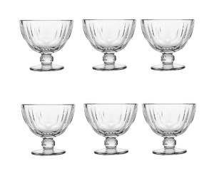 Copa Postre 300 Ml Vidrio Bordo Rombo Vintage X 6 Unidades