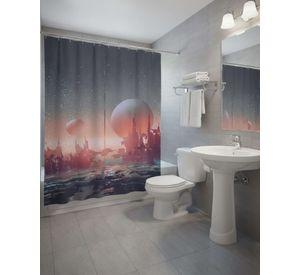 Cortina de Baño Tela Género + Forro Impermeable c38